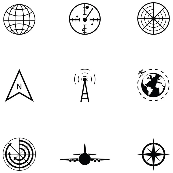 Conjunto Iconos Radar — Vector de stock