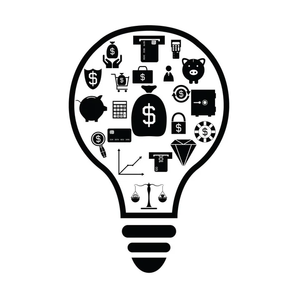 Ampoule avec idée d'argent concept — Image vectorielle