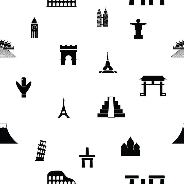 Iconos del mundo patrón sin costuras icono de fondo . — Vector de stock