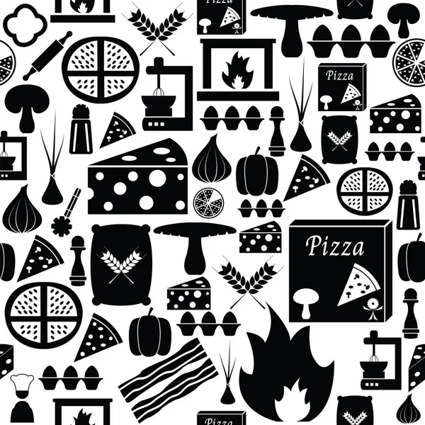 Pizza sans couture icône de fond de motif . — Image vectorielle