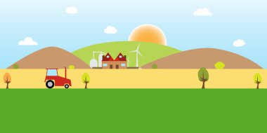 peyzaj köyü çiftliği yeşil tepeler