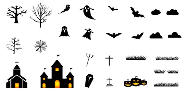 Sammlung Von Silhouetten Halloween — Stockvektor