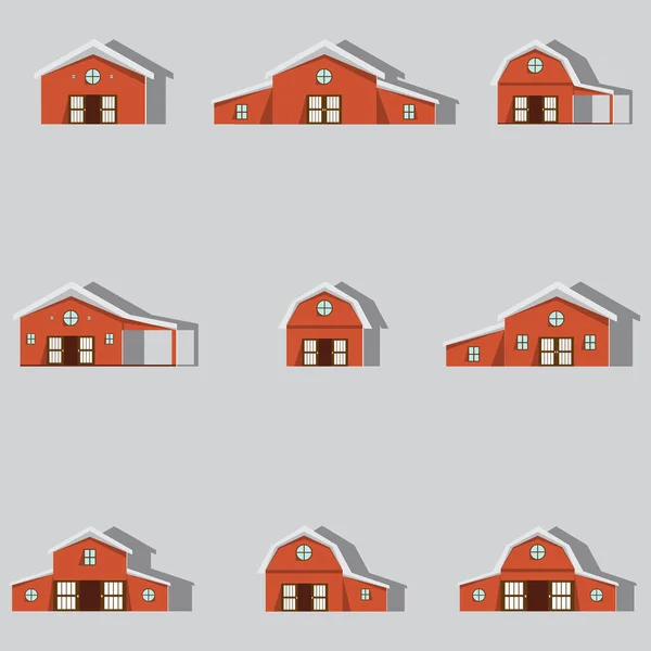 Granja Edificio Iconos Set Paper Estilo Arte — Vector de stock