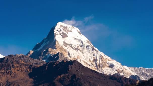 Timelapse Con Movimento Zoom Della Parete Sud Del Monte Annapurna — Video Stock