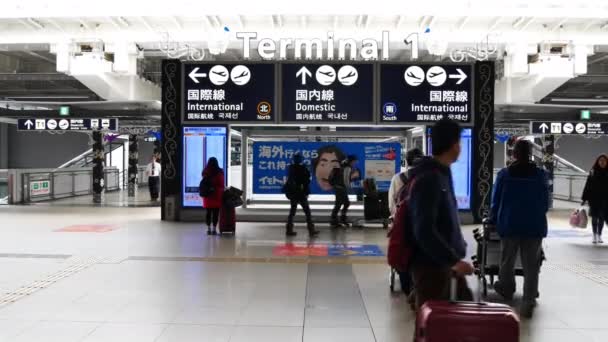 Osaka Japonsko Listopad Cestující Letecké Dopravě Uvnitř Mezinárodní Letiště Kansai — Stock video