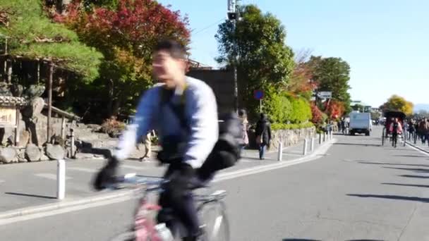 Kyoto Japão Nov26 Turistas Não Identificados Riquixá Tradicional Japonês Para — Vídeo de Stock