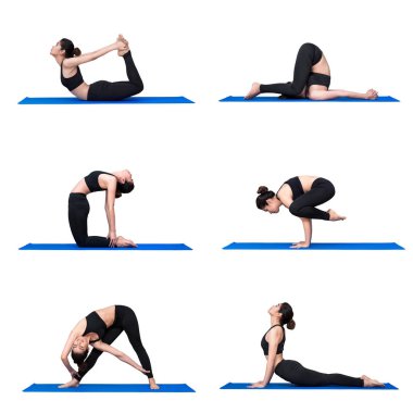 Genç Asyalı kadın pratik yoga yoga spor salonunda egzersiz poz. Yoga egzersiz parası sağlıklı bir form iyi egzersiz ve genel kalori yakmak sağlayan olduğunu.