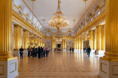 SAINT PETERSBURG, RUSSIA-APRIL 11,2018 : The interior of armorial Hall in the State Hermitage a museum of art and culture in Saint Petersburg, Russia. clipart