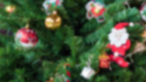 Abstract Vervagen Intreepupil Achtergrond Van Kerstboom Veel Decoratie Poppen Voor — Stockfoto