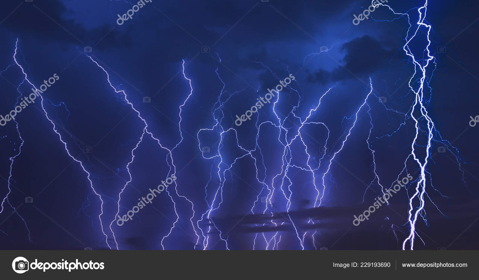 Thunder Storm Lightning Strike On The Dark Cloudy Sky Background At Night Stock Photo Image By C Teddybearpicnic