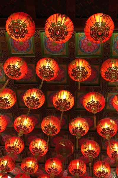 Linternas Rojas Chinas Preparación Ciudad China Para Próximo Año Nuevo —  Fotos de Stock