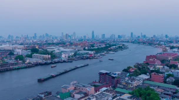 Zeitraffer Entlang Der Chao Phraya Fluss Wasserstraße Zwischen Smaragdgrünen Buddha — Stockvideo