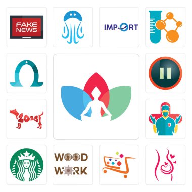 13 ayarlamak basit düzenlenebilir simgeler çakra, gebelik, süper market, ahşap, starbucks, cerrah, yıl köpek, Duraklat, at nalı gibi mobil, web kullanıcı arabirimi için kullanılabilir
