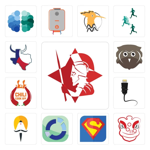 Set Simple Editable Icons Spartan Lion Dance Sector Sikh Ethernet Vector Graphics