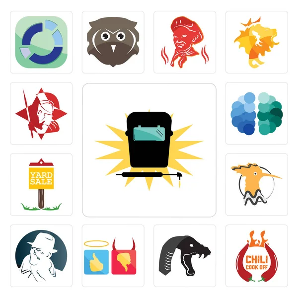 Set Simple Editable Icons Welding Chili Cook Mamba Good Bad Stock Illustration