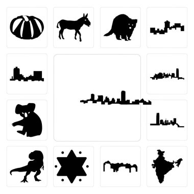 Siyah, Hindistan, utah, maryland anahat gibi 13 basit düzenlenebilir simgelerin t davut yıldızı, ayarla rex, oklahoma, koala, montana-ebilmek var olmak kullanılmış için mobil, web kullanıcı arabirimi