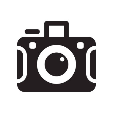 Kamera simge vektör işareti ve beyaz arka plan üzerinde izole sembolü,