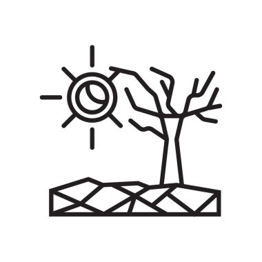 Kuraklık simge vektör işareti ve beyaz arka plan üzerinde izole sembolü