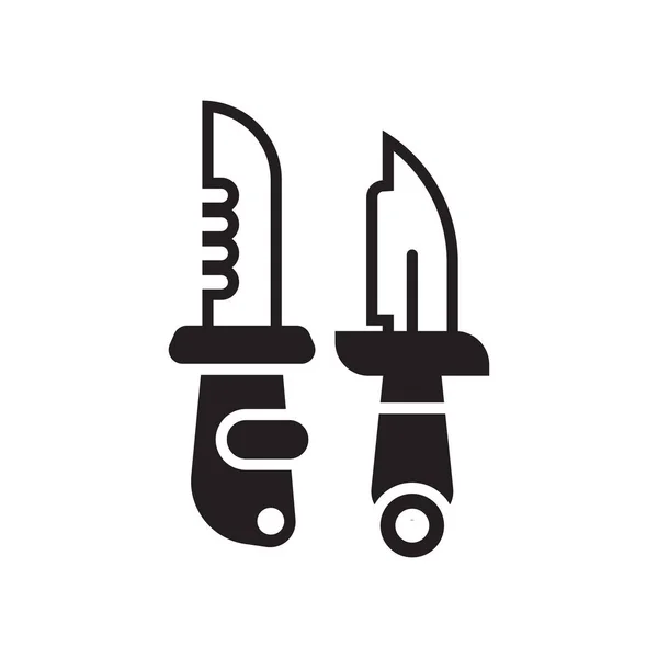 Messer-Symbol Vektor-Zeichen und Symbol isoliert auf weißem Hintergrund, — Stockvektor