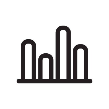 Çubuk grafik simge vektör işareti ve beyaz arka plan üzerinde çubuk grafik logo kavramı izole sembolü