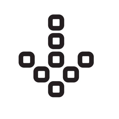 Aşağı ok simge vektör işareti ve üzerinde beyaz backgro izole sembolü