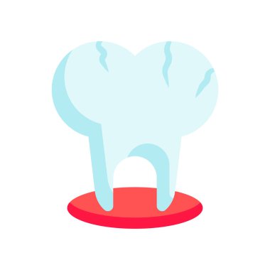 Kırık diş simge vektör işareti ve üzerinde beyaz backg izole sembolü