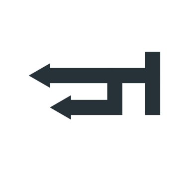 sol ok simge vektör işareti ve üzerinde beyaz backgro izole sembolü