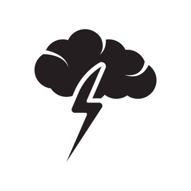 Thunderbolt simge vektör işareti ve w izole sembolü ile bulut