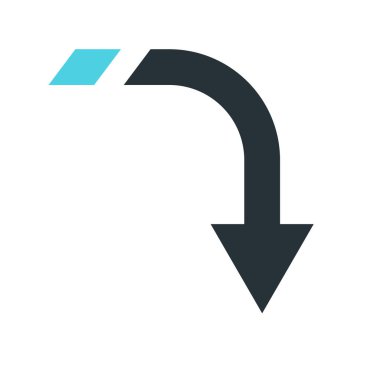 Aşağı ok simge vektör işareti ve üzerinde beyaz backgro izole sembolü