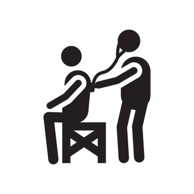 Muayene simge vektör işareti ve üzerinde beyaz backgr izole sembolü