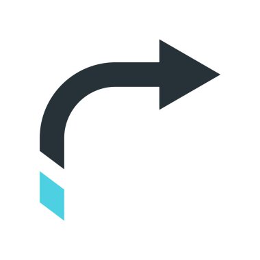 Sağ ok simge vektör işareti ve üzerinde beyaz backgr izole sembolü