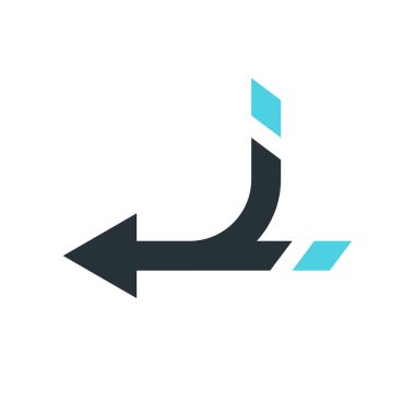 sol ok simge vektör işareti ve üzerinde beyaz backgro izole sembolü