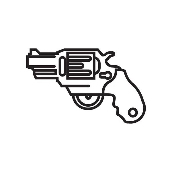 Pistola icono signo vectorial y símbolo aislado sobre fondo blanco, Gu — Vector de stock