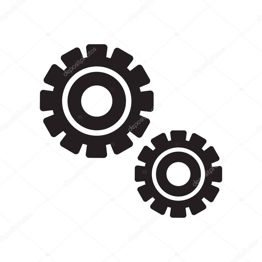 Mechanical gears icon vector sign and symbol isolated on white b