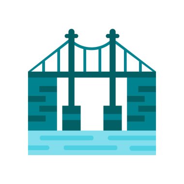 Köprü simge vektör işareti ve beyaz arka plan üzerinde izole sembolü