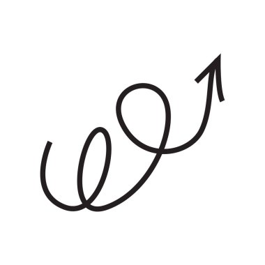 Girdap karalanmış ok simgesi üzerinde izole beyaz arka plan web ve mobil uygulaması tasarım, girdap karalanmış ok logo kavramı için vektör