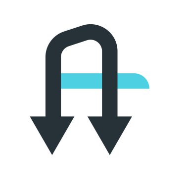 Aşağı ok simge vektör işareti ve üzerinde beyaz backgro izole sembolü