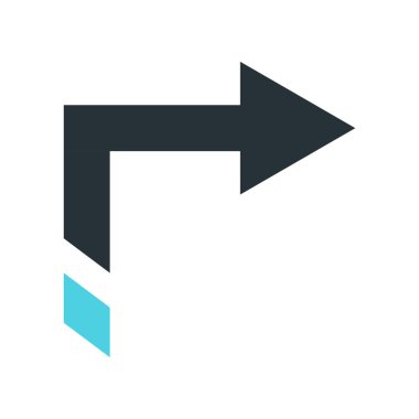 Sağ ok simge vektör işareti ve üzerinde beyaz backgr izole sembolü