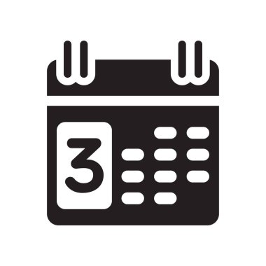 Takvim simge vektör işareti ve üzerinde beyaz adam izole sembolü