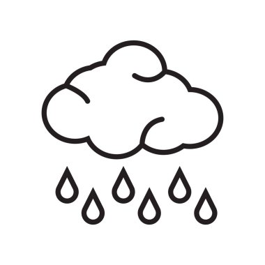 Yağmur simge vektör işareti ve beyaz arka plan üzerinde yağmur logo kavramı izole sembolü