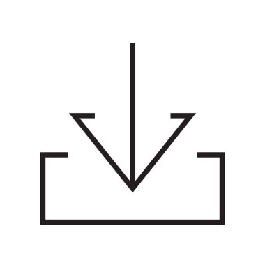 Aşağı ok simge vektör işareti ve üzerinde beyaz backgro izole sembolü