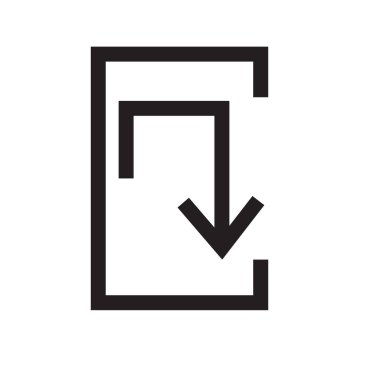 Aşağı ok simge vektör işareti ve üzerinde beyaz backgro izole sembolü