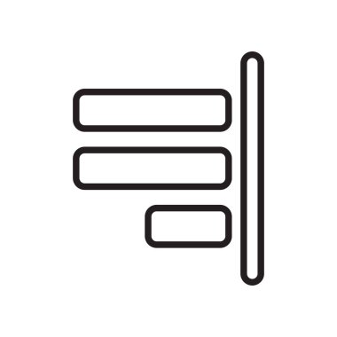 Sağa hizalama simge vektör işareti ve üzerinde beyaz ba izole sembolü