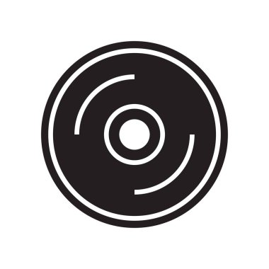 Kompakt disk simge vektör işareti ve üzerinde beyaz backg izole sembolü