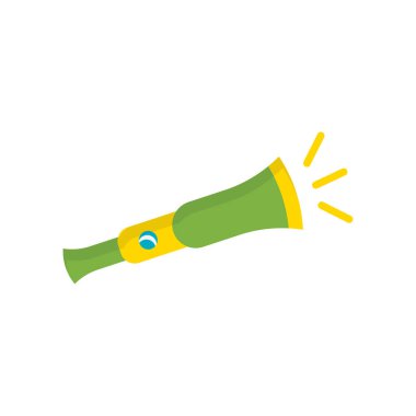 Vuvuzela simge vektör işareti ve üzerinde beyaz adam izole sembolü