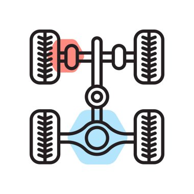 Şasi simge vektör işareti ve beyaz arka plan üzerinde izole sembolü