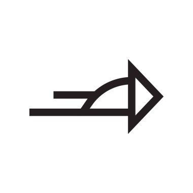 Sağ ok simge vektör işareti ve üzerinde beyaz backgr izole sembolü