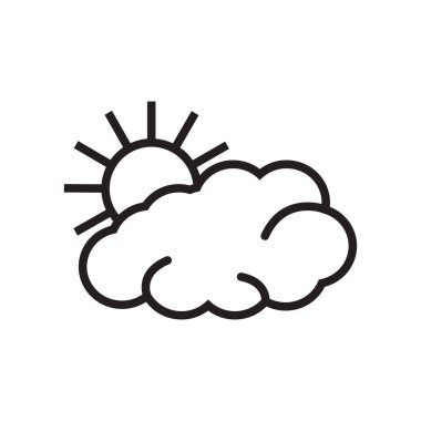 Bulutlu simge vektör işareti ve beyaz arka plan üzerinde bulutlu logo kavramı izole sembolü