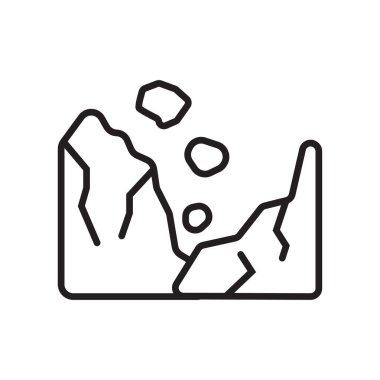 Heyelan simge vektör işareti ve üzerinde beyaz backgrou izole sembolü