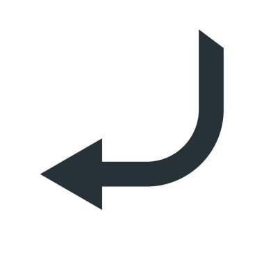 sol ok simge vektör işareti ve üzerinde beyaz backgro izole sembolü